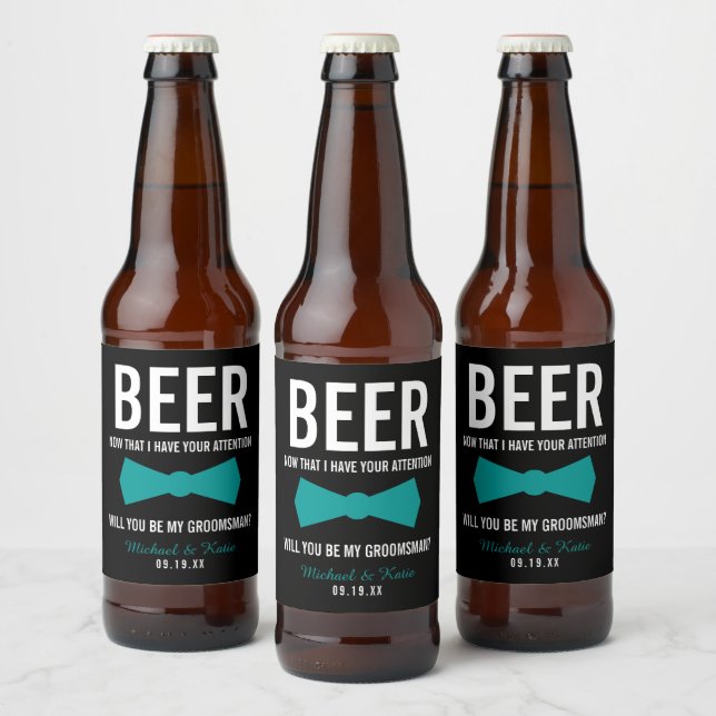 Funny Groomsman Proposal Personalised Beer Beer Bottle Label (Bottles)