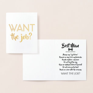 Funny Groomsman Proposal - Want The Job? Foil Card