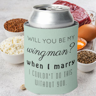 Funny Groomsman Wedding Proposal Elegant Luxury  Can Cooler
