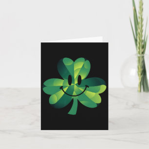 Funny Groovy Shamrock Smile Face St Patricks Day Card