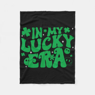 Funny Groovy St Patricks Day Shamrock In My Lucky Fleece Blanket
