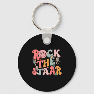 Funny Groovy Testing Day Rock The Staar Motivation Key Ring