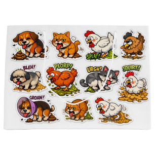 Funny Gross Animals Pooping Cartoon Large Gift Bag