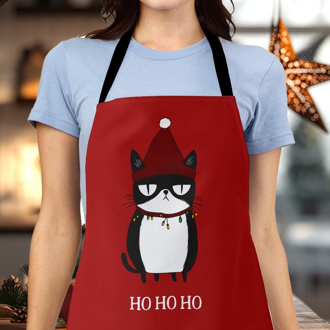 Funny Grouchy Cat Catmas Humour Apron (Creator Uploaded)