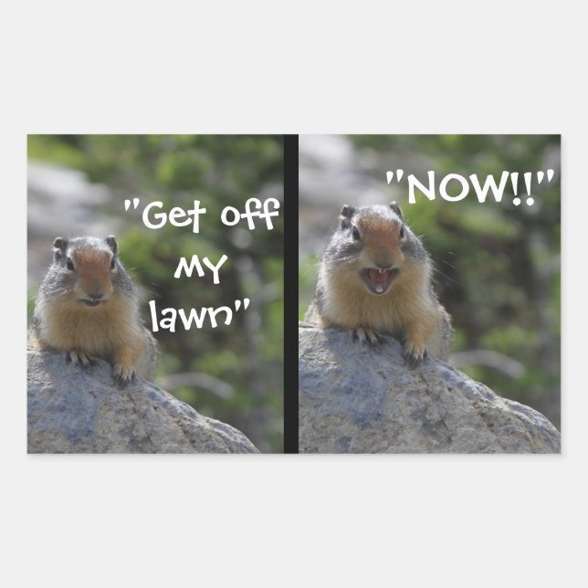 Funny Ground Squirrel Get off my Lawn Rectangular Sticker (Front)