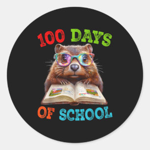 Funny Groundhog 100th Day Of School Teacher Ground Classic Round Sticker
