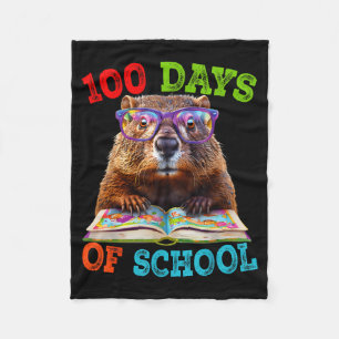 Funny Groundhog 100th Day Of School Teacher Ground Fleece Blanket