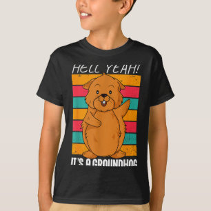 Funny Groundhog Day Cartoon Anime Novelty Graphic T-Shirt