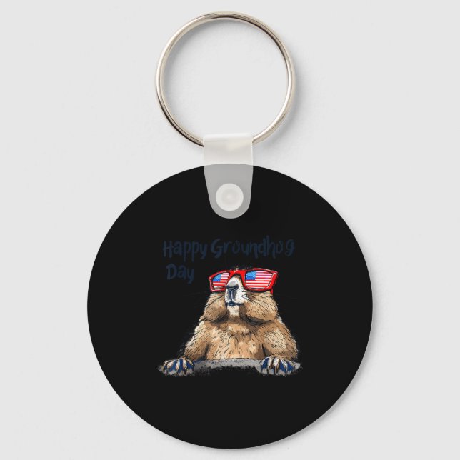 Funny Groundhog Day Decorations 2025 Groundhog Day Key Ring (Front)