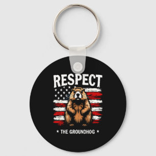 Funny Groundhog Day, Respect The Groundhog Usa Vin Key Ring