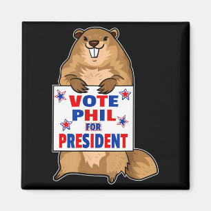 Funny Groundhog Day Shirt - Patriotic Graphic Art  Magnet