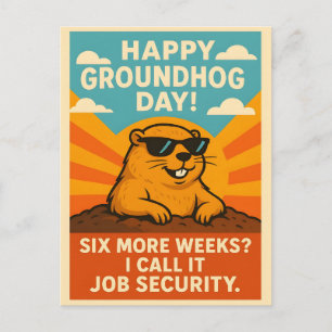 Funny Groundhog Day With Sunglasses Retro Sunshine Postcard