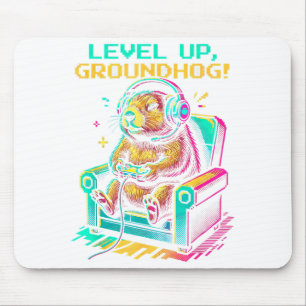 Funny Groundhog Gamer Graphic Men Boys Teens Video Mouse Mat