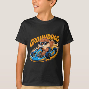 Funny Groundhog Go-kart Racing Happy Groundhog Day T-Shirt