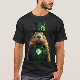 Funny Groundhog Leprechaun Ground Hog Day St Patri T-Shirt