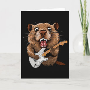Funny Groundhog Playing Guitar Musician For Ground Card