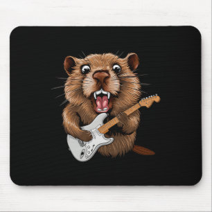 Funny Groundhog Playing Guitar Musician For Ground Mouse Mat