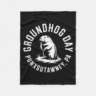 Funny Groundhog Punxsutawney Groundhog Day Shadow Fleece Blanket