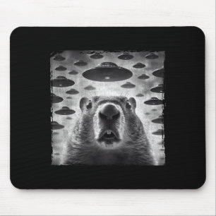 Funny Groundhog Selfie With Alien Ufos Groundhog D Mouse Mat
