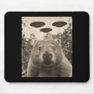 Funny Groundhog Selfie With Ufos Weird Groundhog Mouse Mat