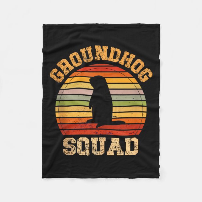 Funny Groundhog Squad Design Happy Groundhog Day 2 Fleece Blanket (Front)