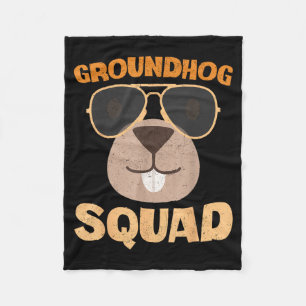 Funny Groundhog Squad Happy Groundhog Day 2025 _1 Fleece Blanket