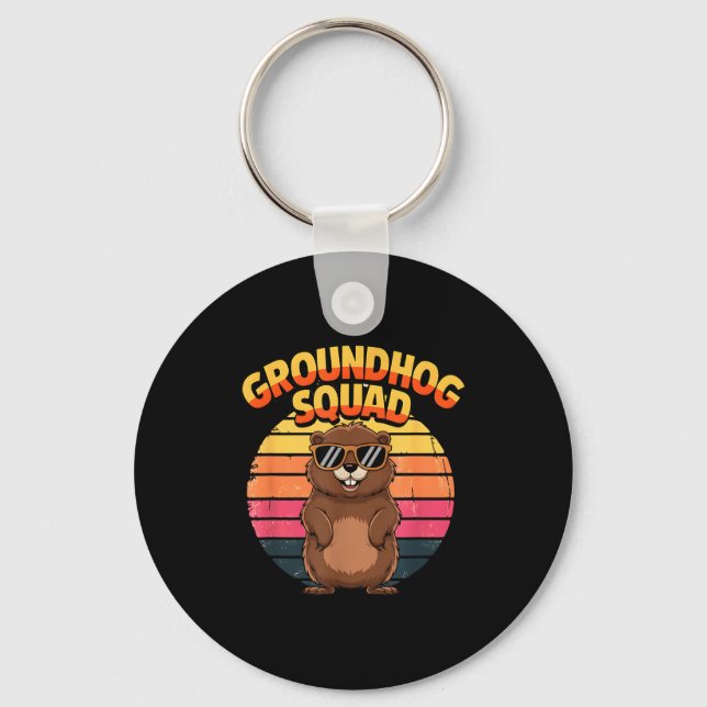 Funny Groundhog Squad Happy Groundhog Day 2025 Men Key Ring (Front)