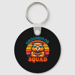 Funny Groundhog Squad Happy Groundhog Day 2025 Men Key Ring