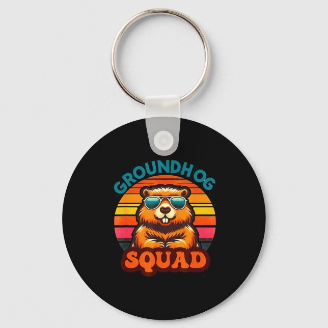 Funny Groundhog Squad Happy Groundhog Day 2025 Men Key Ring (Front)