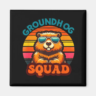Funny Groundhog Squad Happy Groundhog Day 2025 Men Magnet