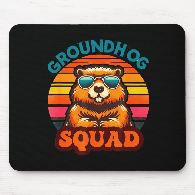 Funny Groundhog Squad Happy Groundhog Day 2025 Men Mouse Mat (Front)