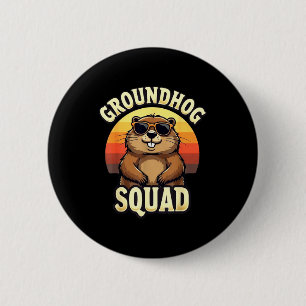 Funny Groundhog Squad Happy Groundhog Day Celebrat 6 Cm Round Badge