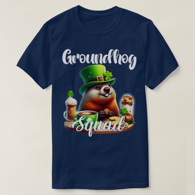 Funny Groundhog Squad Happy Groundhog St Patricks  T-Shirt (Design Front)