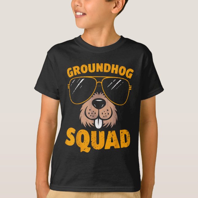 Funny Groundhog Squad Present Happy Groundhog Day  T-Shirt (Front)
