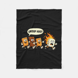 Funny group hug marshmallow campfire smores fleece blanket