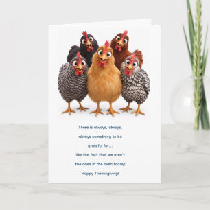 Funny Group of Chickens Happy Thanksgiving Card