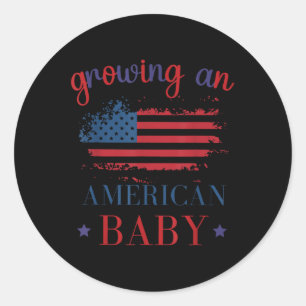 Funny Growing An American Baby Pregnancy 4th Of Ju Classic Round Sticker