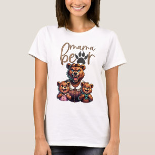 Funny Growling Mama Bear Cute Cubs  T-Shirt