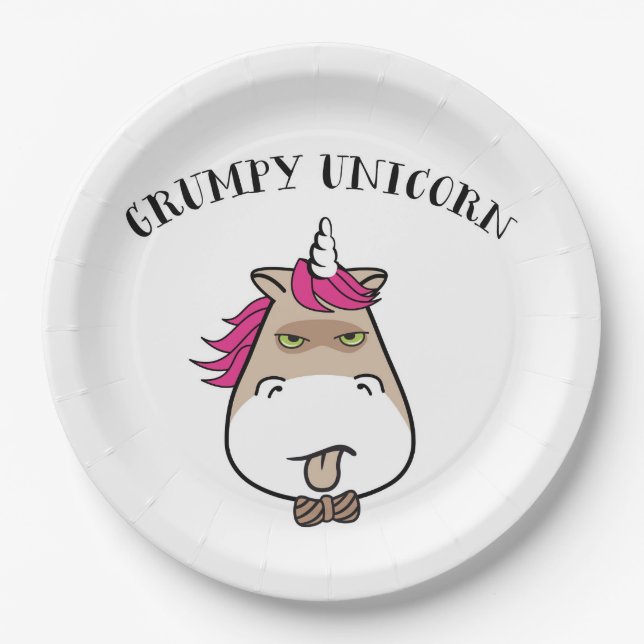 Funny grumpa unicorn paper plate (Front)