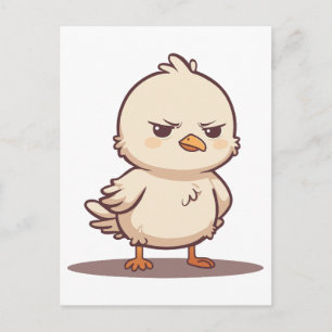 Funny Grumpy Baby Bird Kawaii Cartoon Announcement Postcard