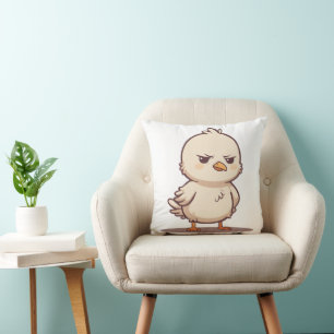 Funny Grumpy Baby Bird Kawaii Cartoon Cushion