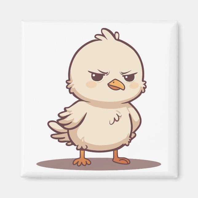Funny Grumpy Baby Bird Kawaii Cartoon Magnet (Front)