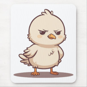 Funny Grumpy Baby Bird Kawaii Cartoon Mouse Mat