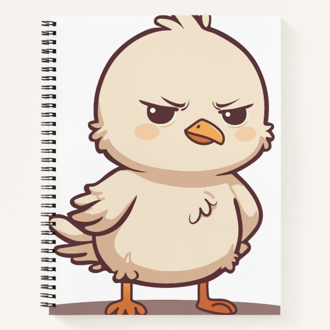 Funny Grumpy Baby Bird Kawaii Cartoon Notebook (Front)