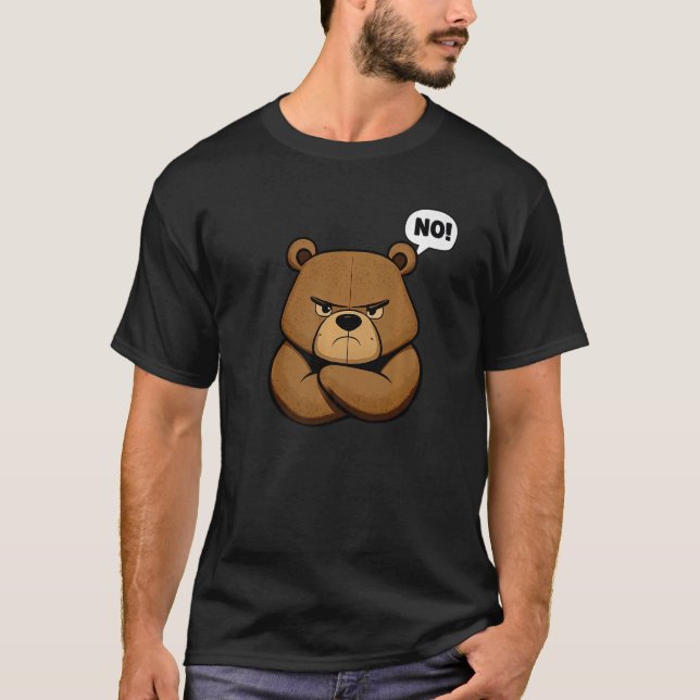 Funny Grumpy Bear - No! Premium T-Shirt (Front)