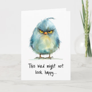 Funny Grumpy Bird Morning Face Greeting Card