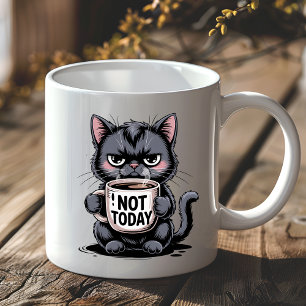 Funny Grumpy Black Cat Lover Not Today Sarcastic Coffee Mug