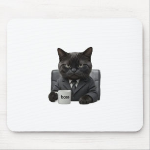 Funny Grumpy Boss Cat Office Mouse Pad