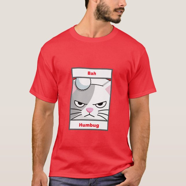 Funny Grumpy Cat Bah Humbug T-Shirt (Front)