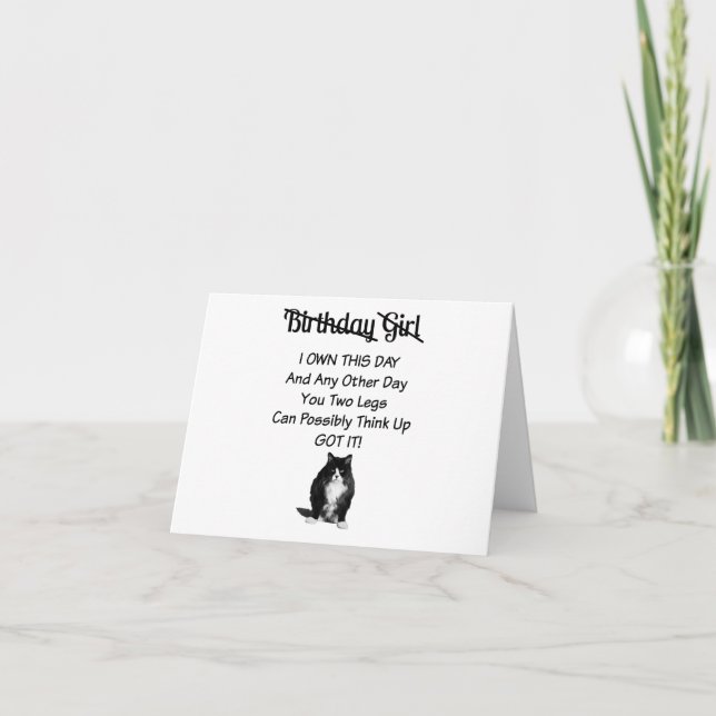 Funny Grumpy Cat Birthday Girl Card (Front)
